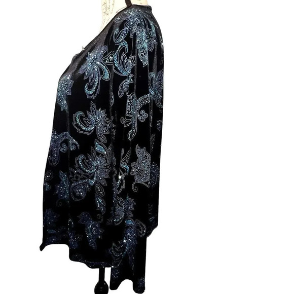 Elementz, 2X,jacket Cami sparkle crush velvet jewel button loop neckline close - Picture 4 of 10